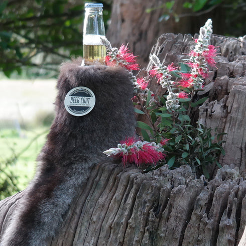 Beer Coat with Tail - Wallaby fur stubby holder
